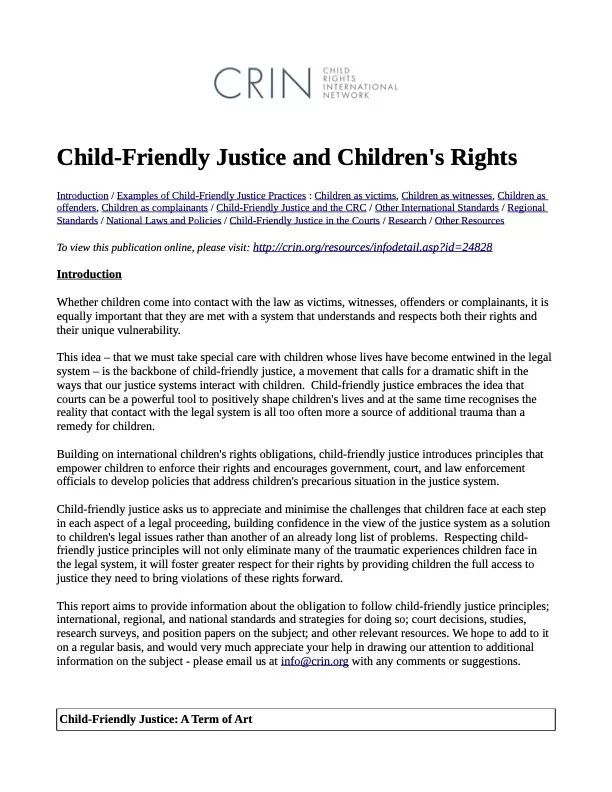 Child-Friendly Justice and Children's Rights