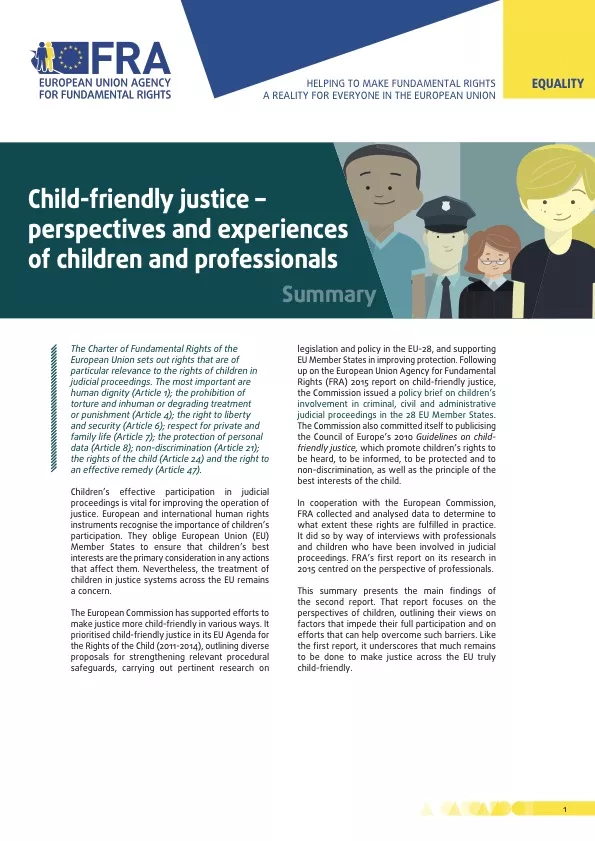 Child-Friendly Justice: Perspectives and Experiences of Children and Professionals